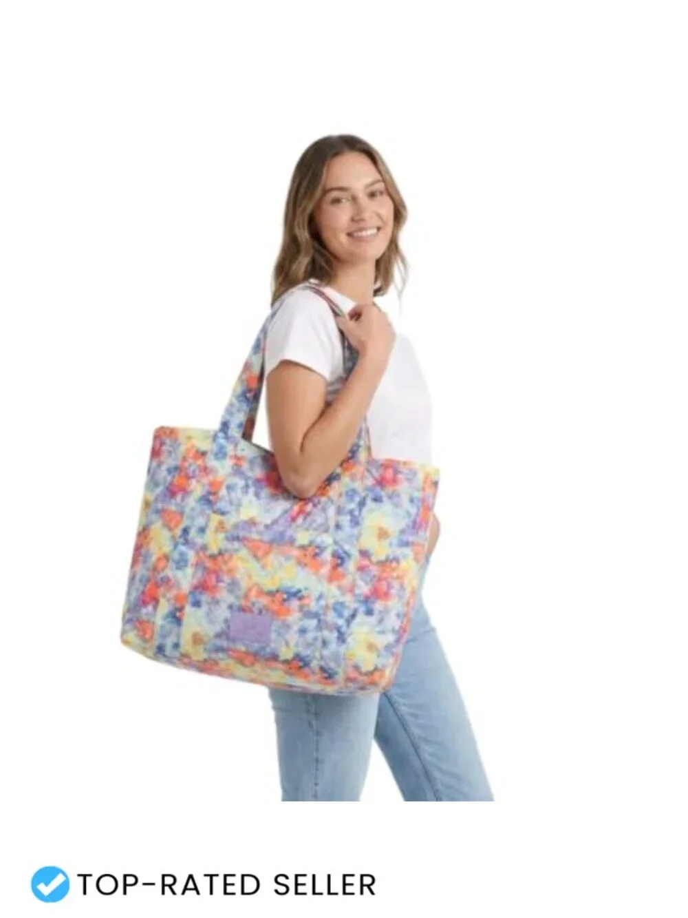 Jumbo Quilted Polyester Tote Bag Beach Pool Carry-All